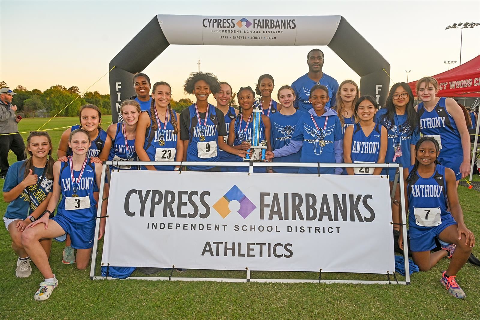 Anthony Middle School won the eighth grade girls’ cross country team championship with a score of 40 points on Oct. 19.